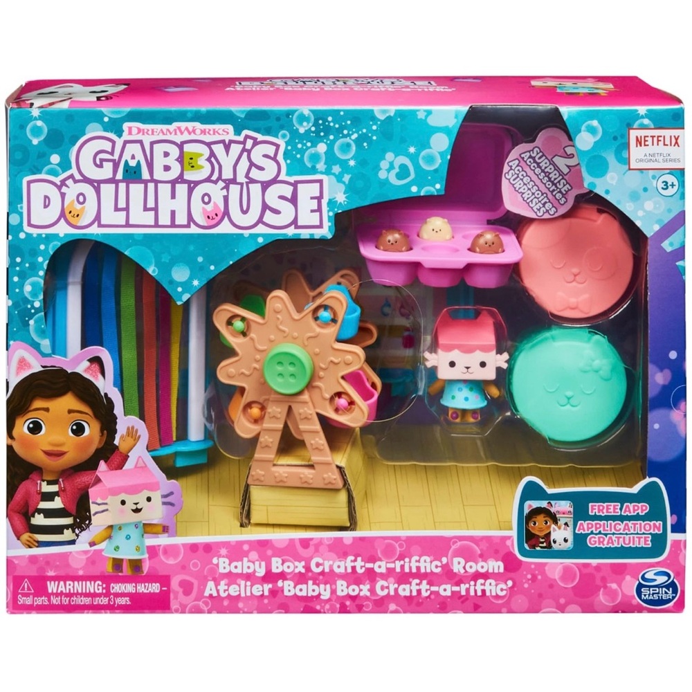 DreamWorks Gabby's Dollhouse Craft Room Set with Pink and Blue